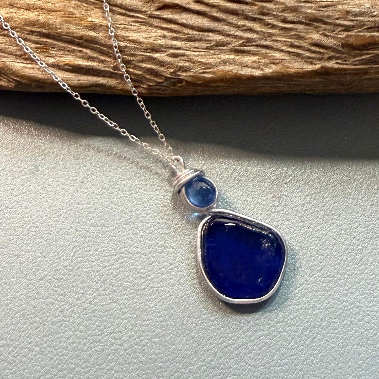 Blue Seaham Sea Glass Pendant