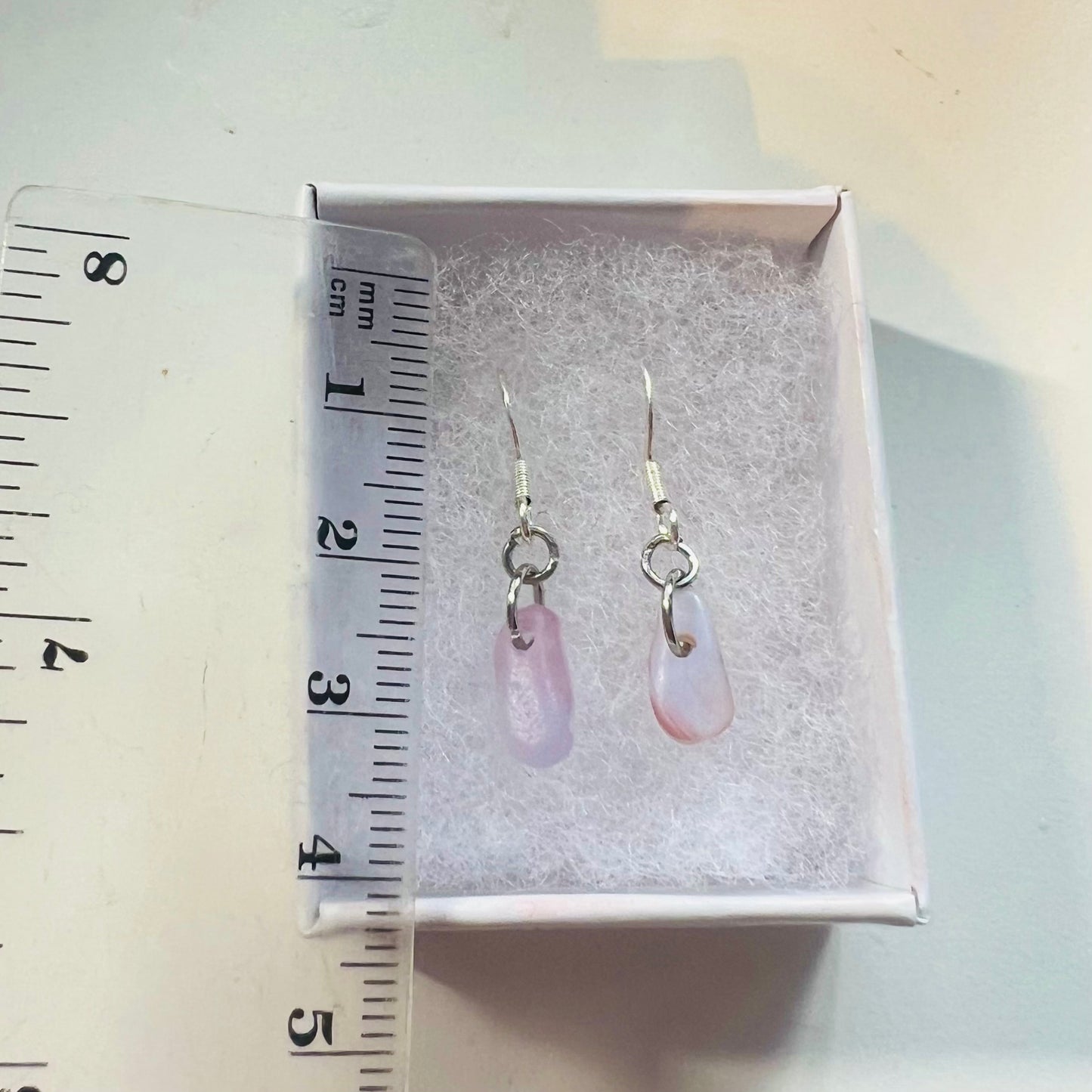 Small Milky Iridescent Sea Glass Earrings
