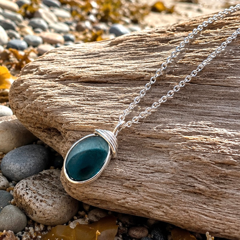 Seaham Sea Glass Multi Tone Turquoise Pendant