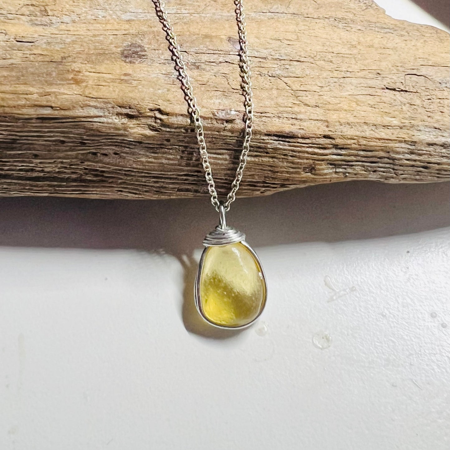 Rare Yellow Sea Glass Pendant