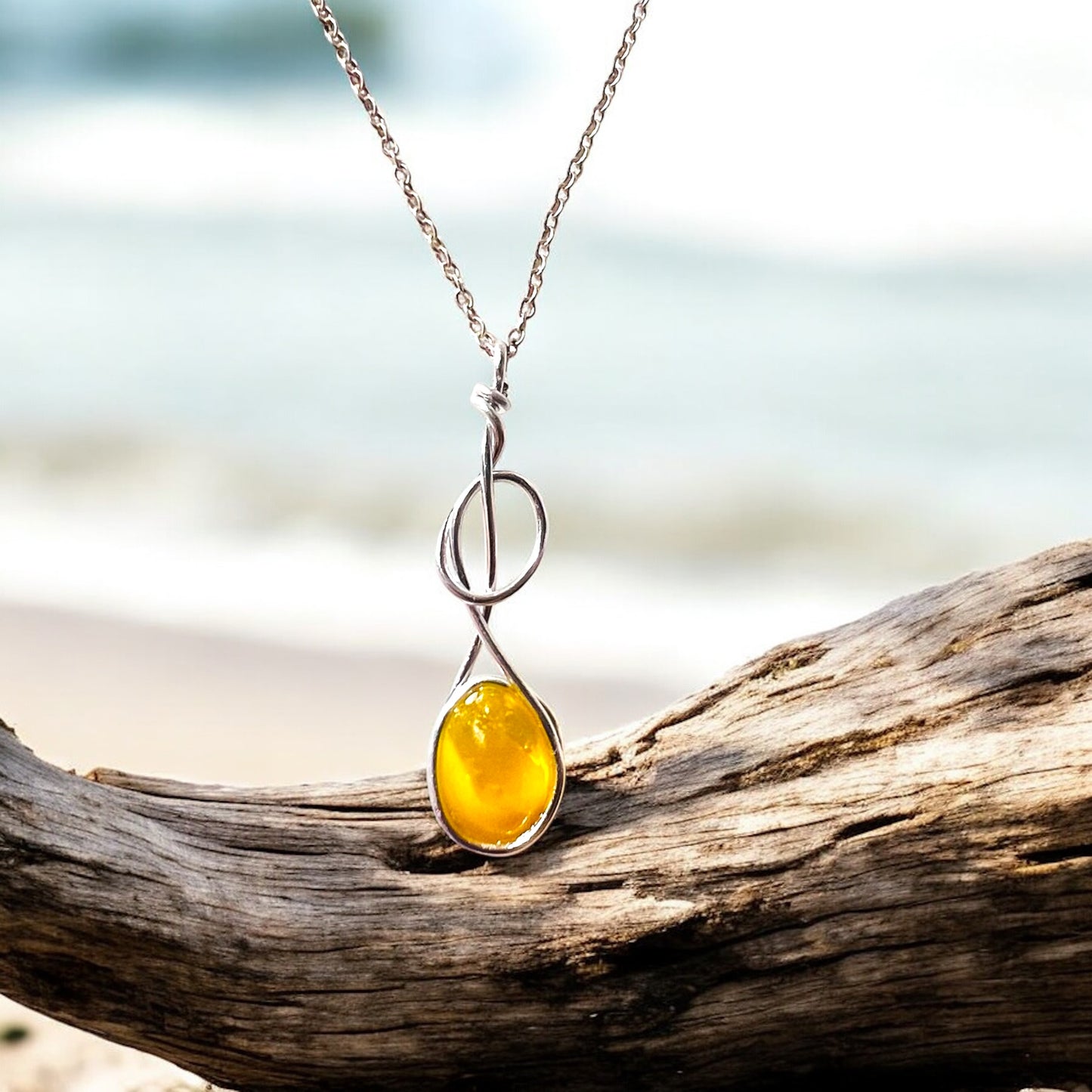 Canary Island Rare Yellow Sea Glass Pendant
