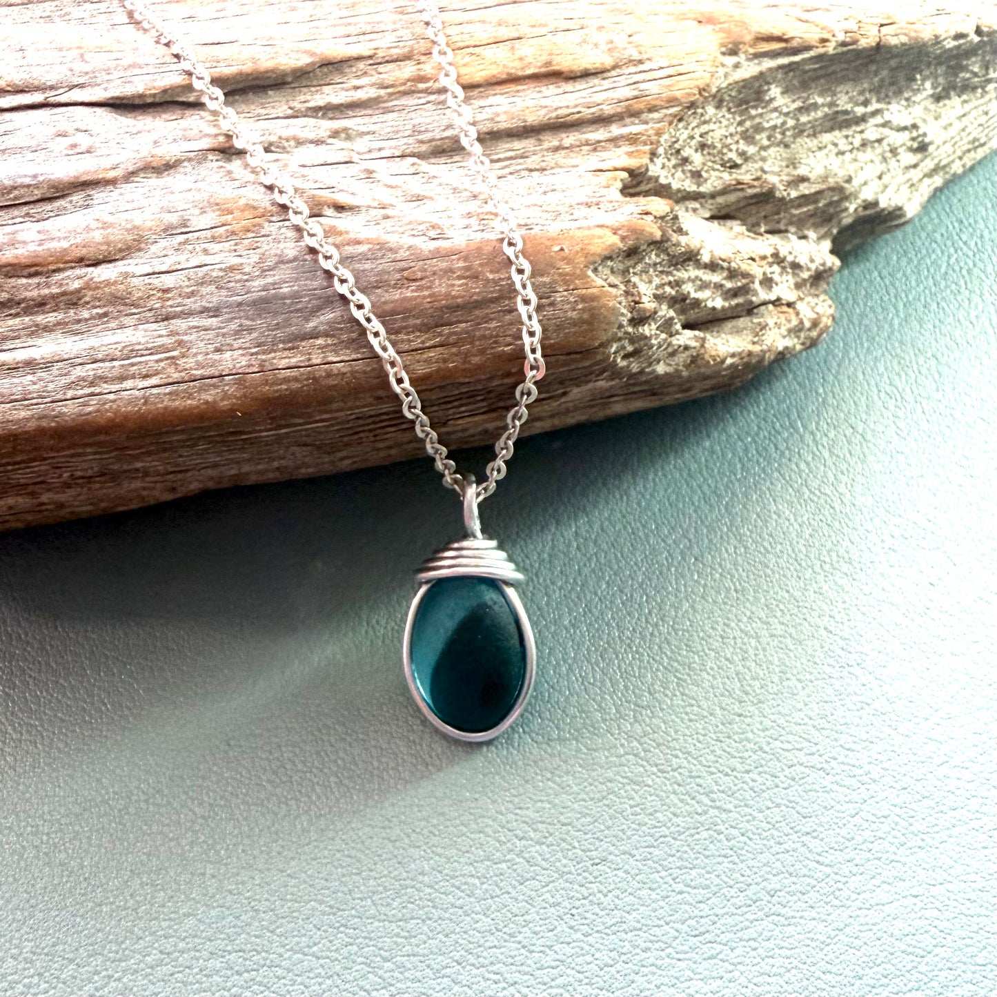 Seaham Sea Glass Multi Tone Turquoise Pendant