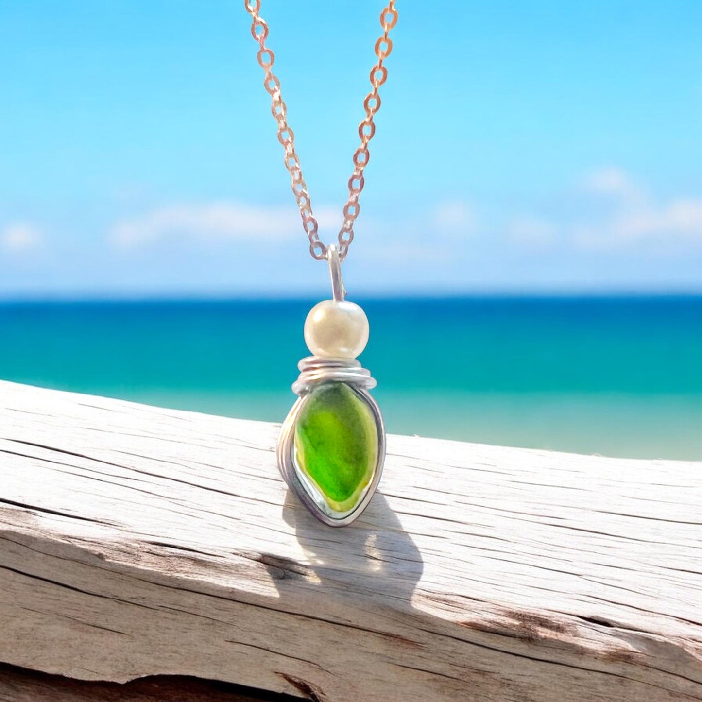Green Seaham Sea Glass Multi Pendant