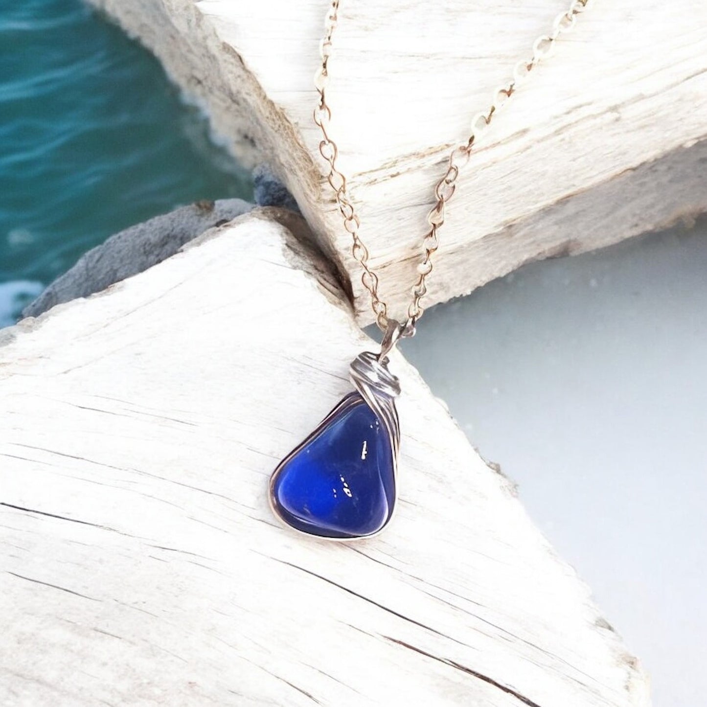 Kent Blue Sea Glass Pendant