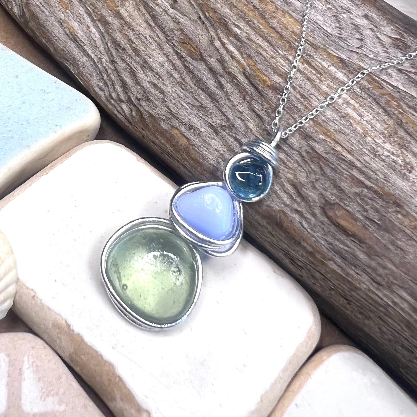 Three Piece Seaham Sea Glass Pendant
