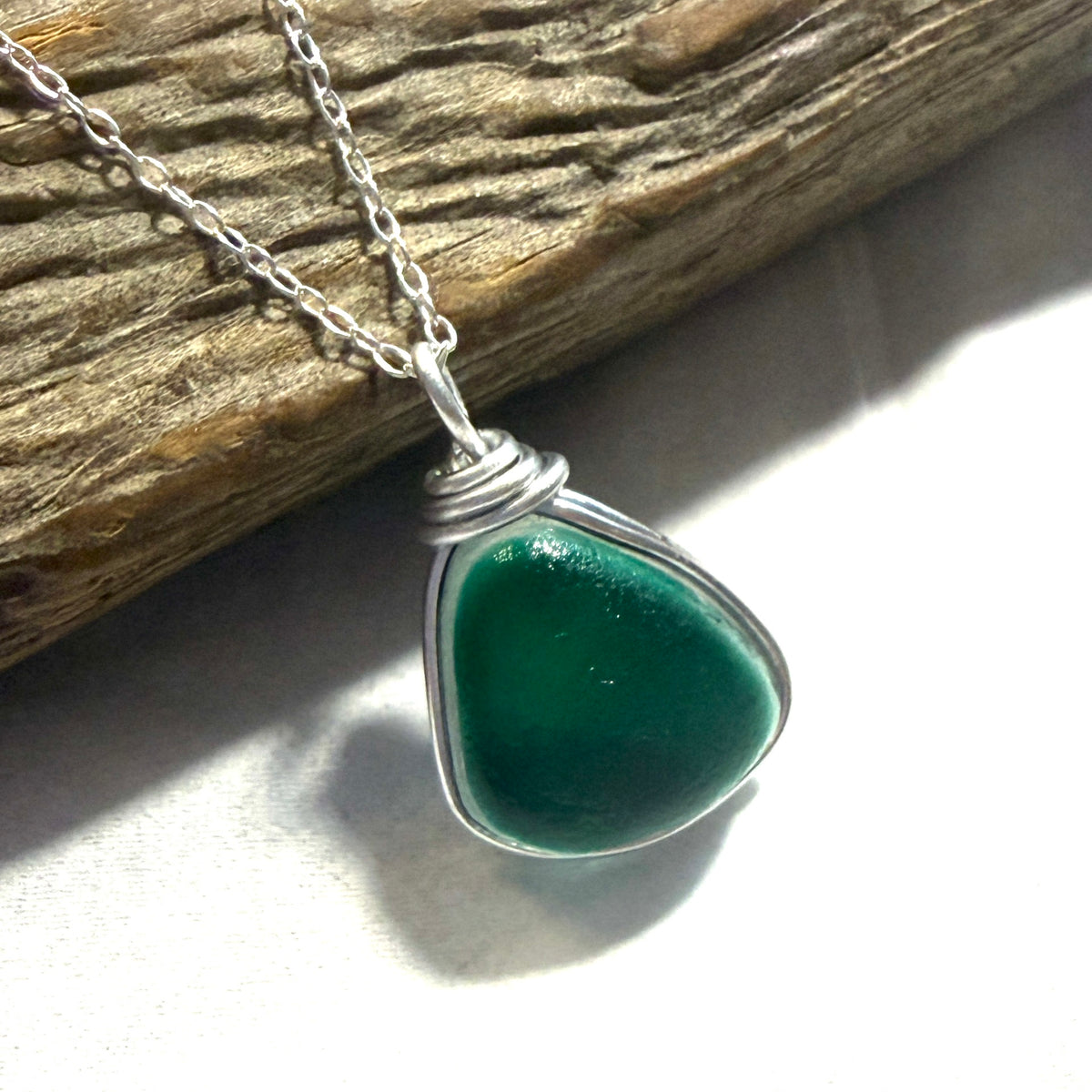 Large Turquoise Green Seaham Sea Glass Multi Pendant