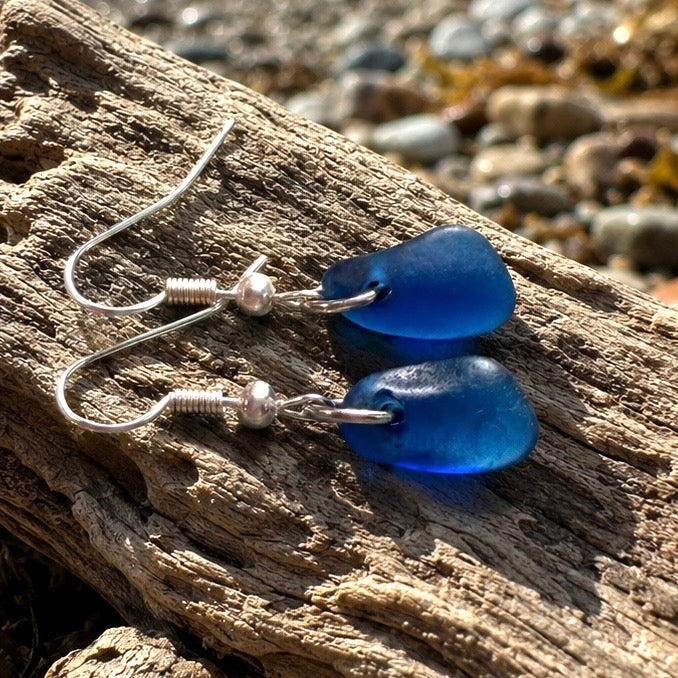 Statement Seaham Sea Glass and Glass Pearl Earrings