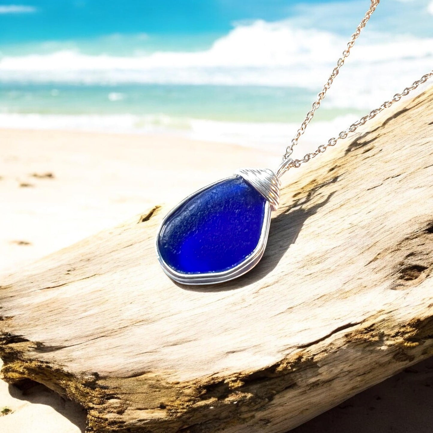 Kent Cobalt Blue Sea Glass Pendant