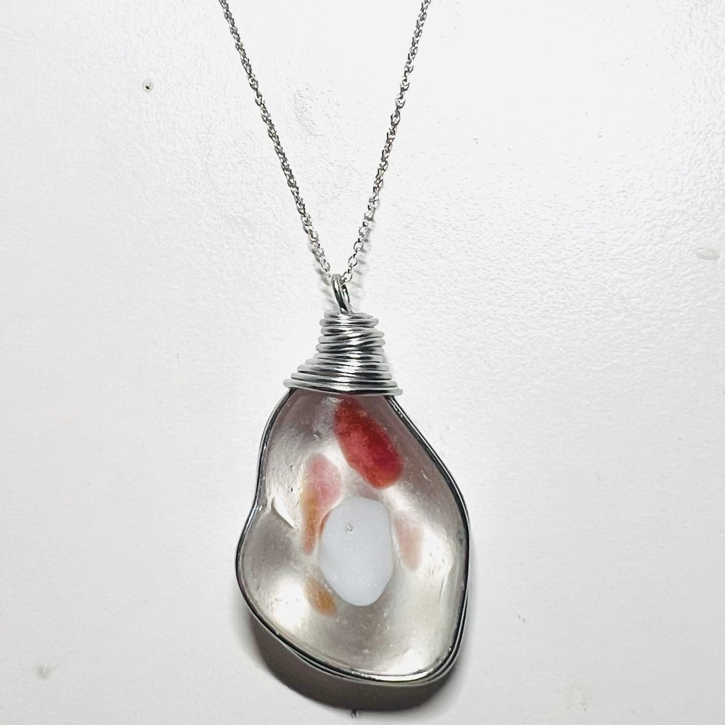 Very Large Italian Iberian Sea Multi Sea Glass Pendant