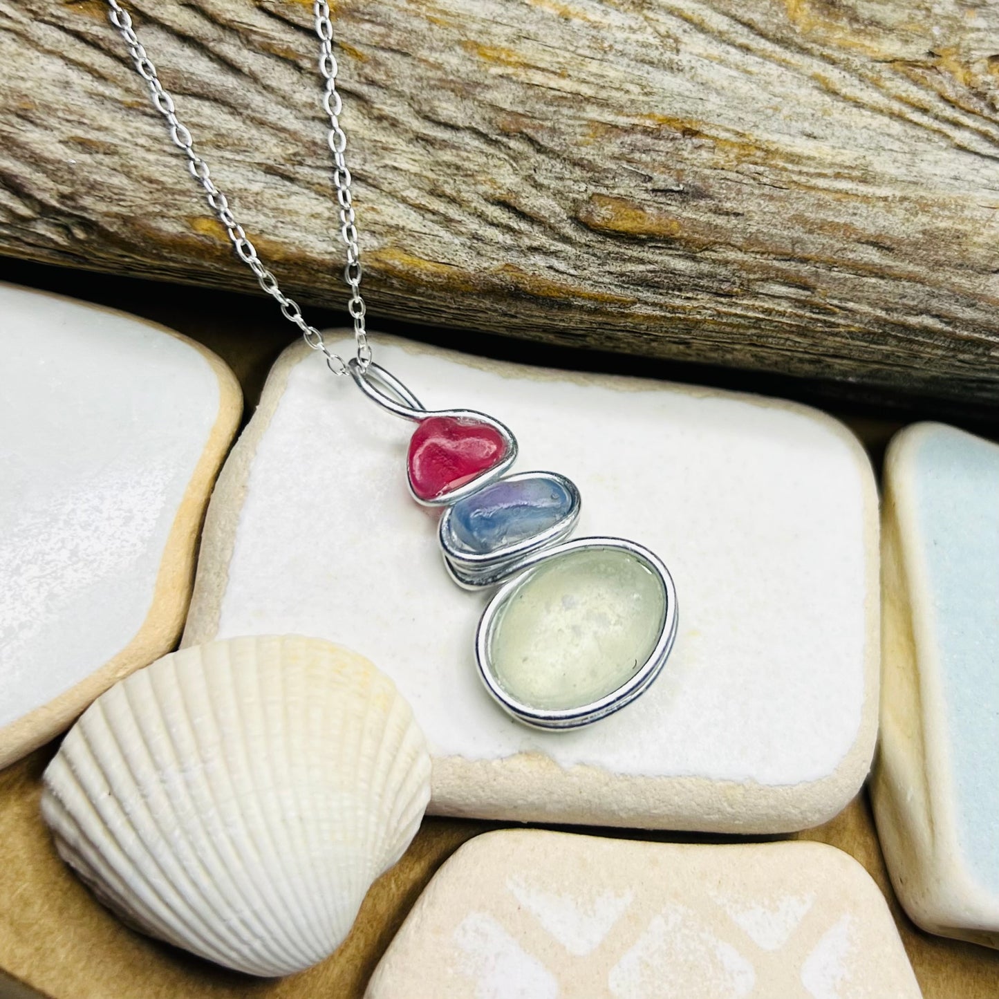 Three Piece Seaham Sea Glass Pendant