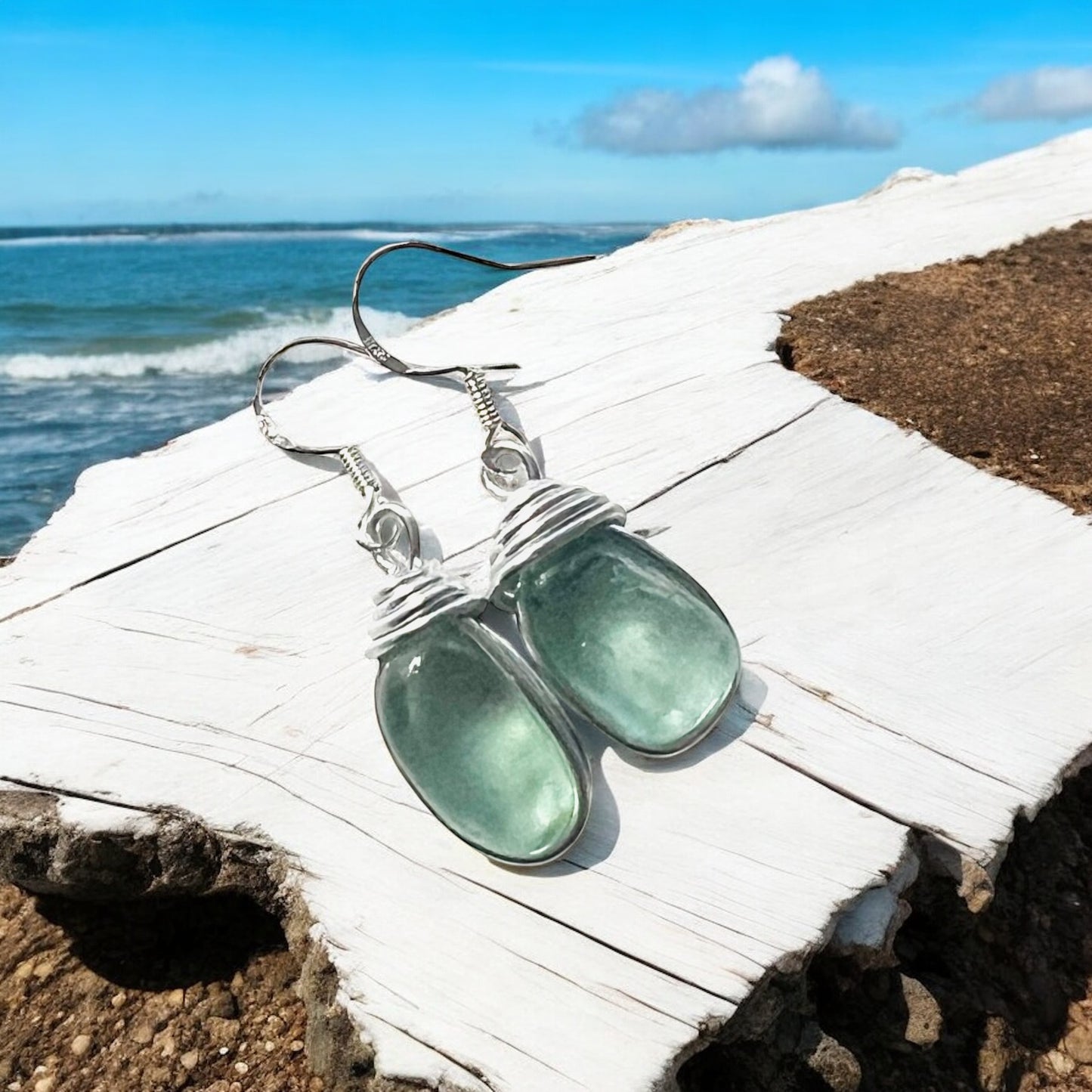 Aqua Seaham Sea Glass Earrings