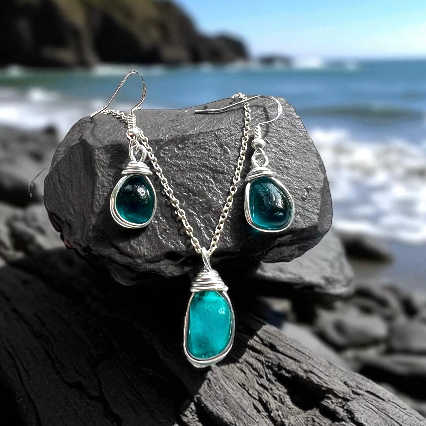 Turquoise Seaham Sea Glass Set