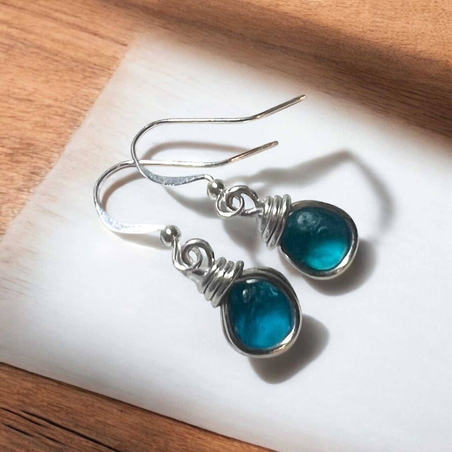 Small Dangly Seaham Sea Glass Earrings