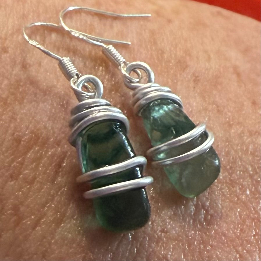 Turquoise Seaham Sea Glass Earrings