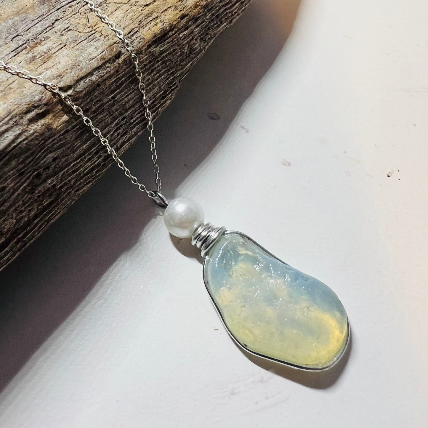 Rare Large Opalescent Seaham Sea Glass Pendant