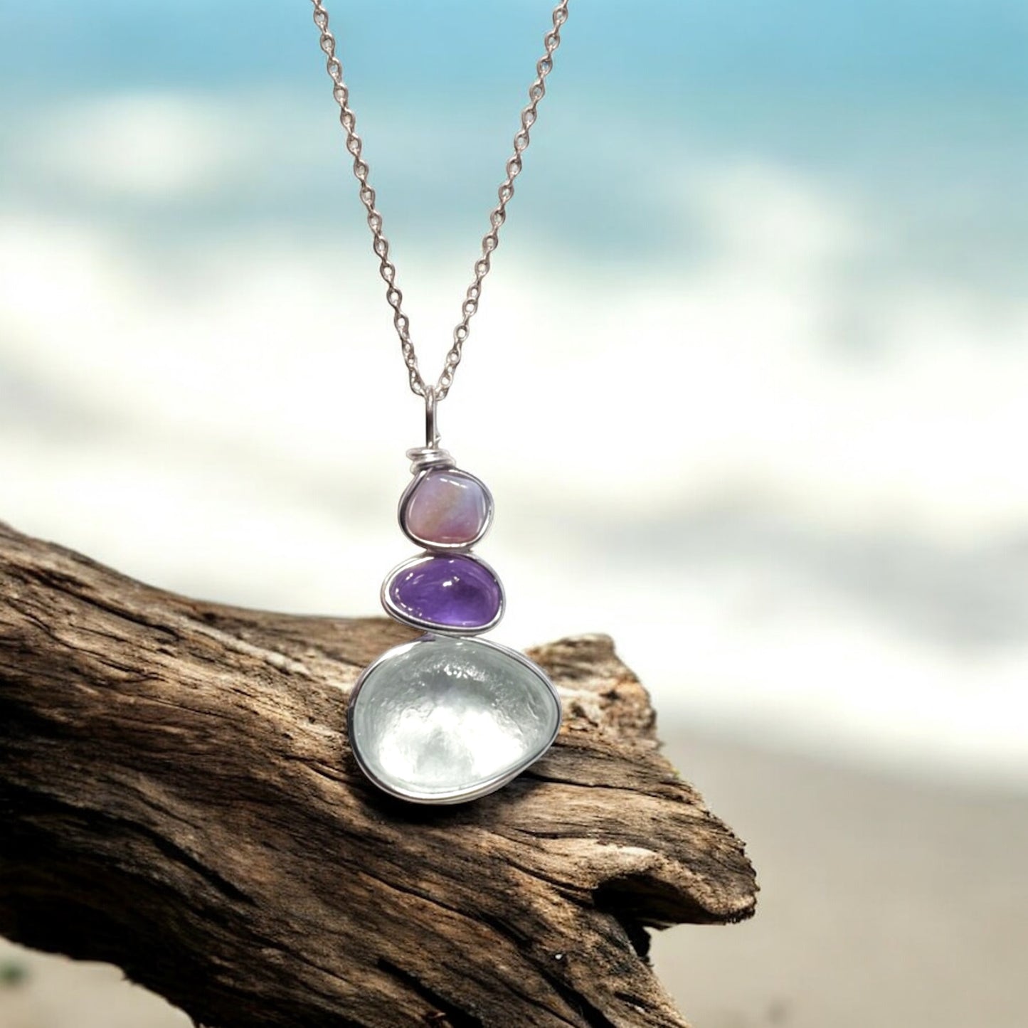 Rare Shades Three Piece Seaham Sea Glass Pendant