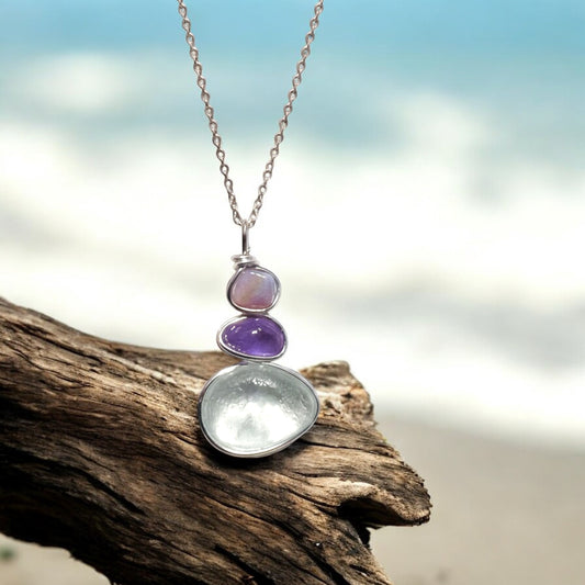 Rare Shades Three Piece Seaham Sea Glass Pendant
