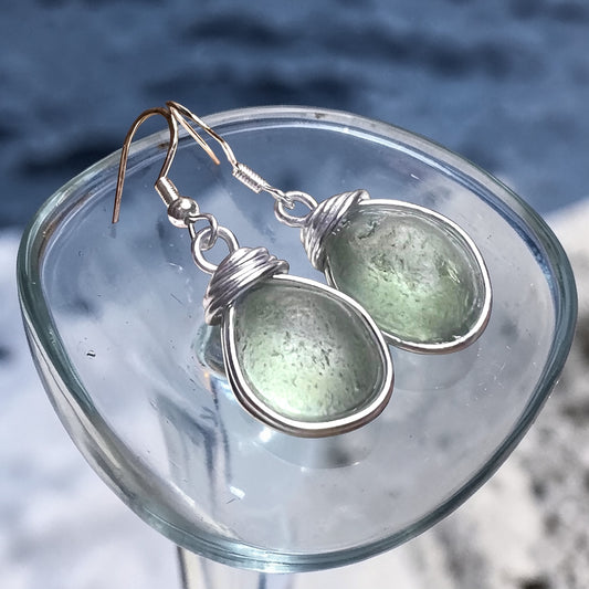Aqua Chunky Seaham Sea Glass Earrings