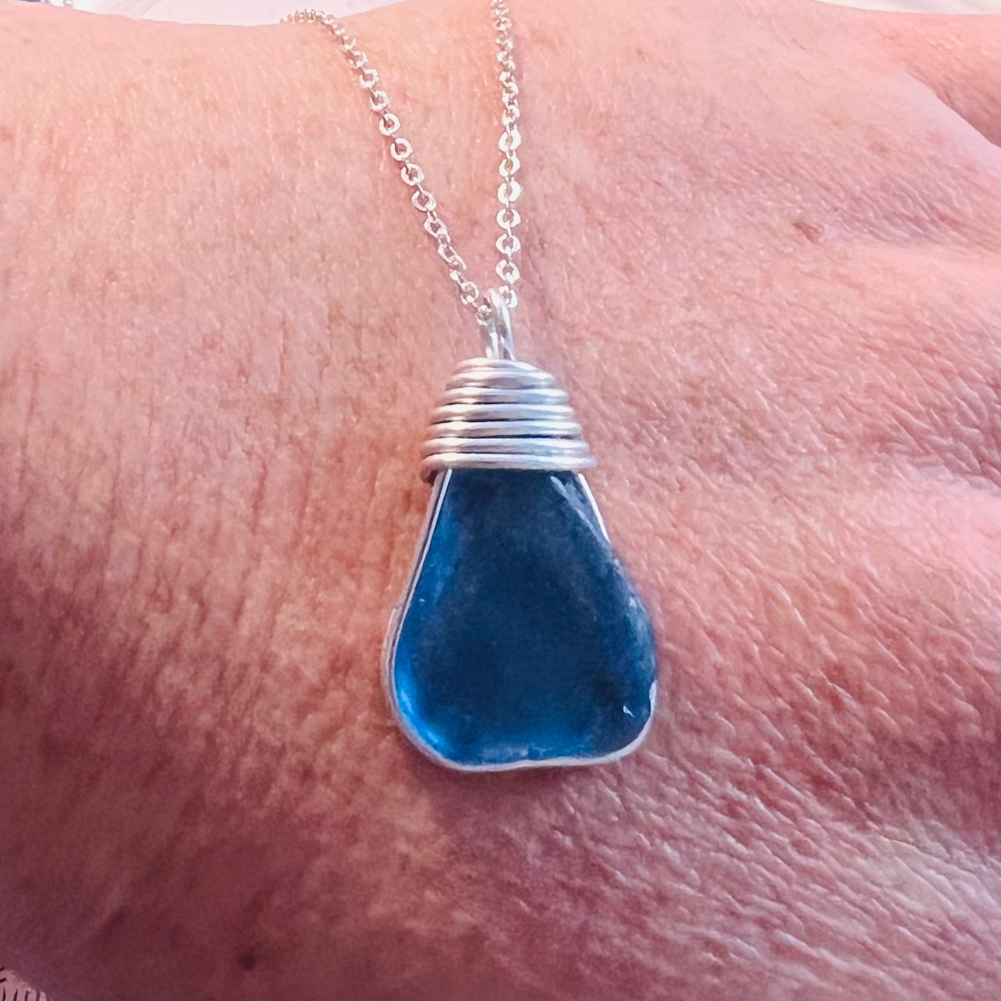 Kent Mid Blue Sea Glass Pendant