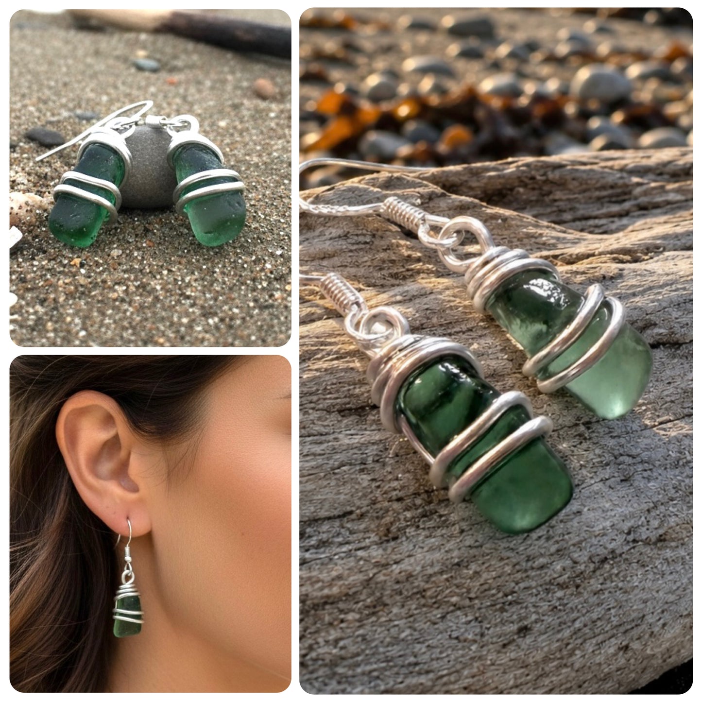 Turquoise Seaham Sea Glass Earrings