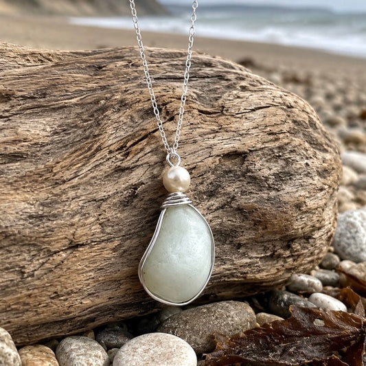 Rare Large Opalescent Seaham Sea Glass Pendant