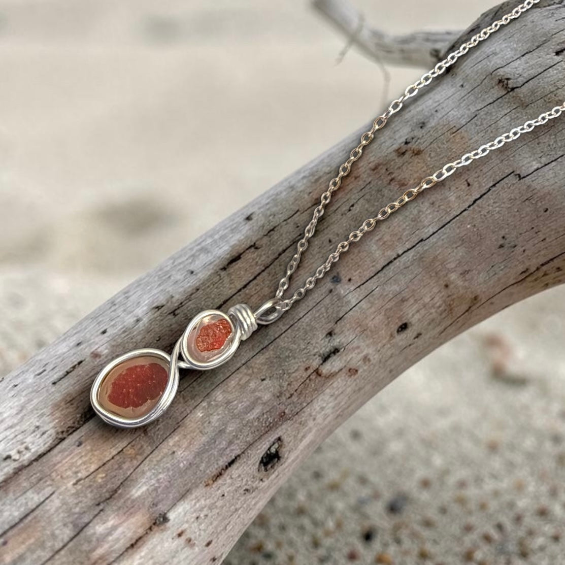 Red Seaham Sea Glass Multi Tone Pendant