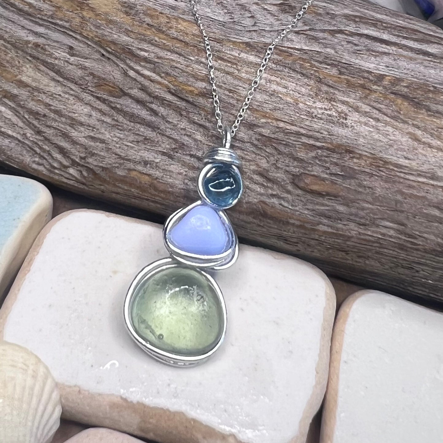 Three Piece Seaham Sea Glass Pendant