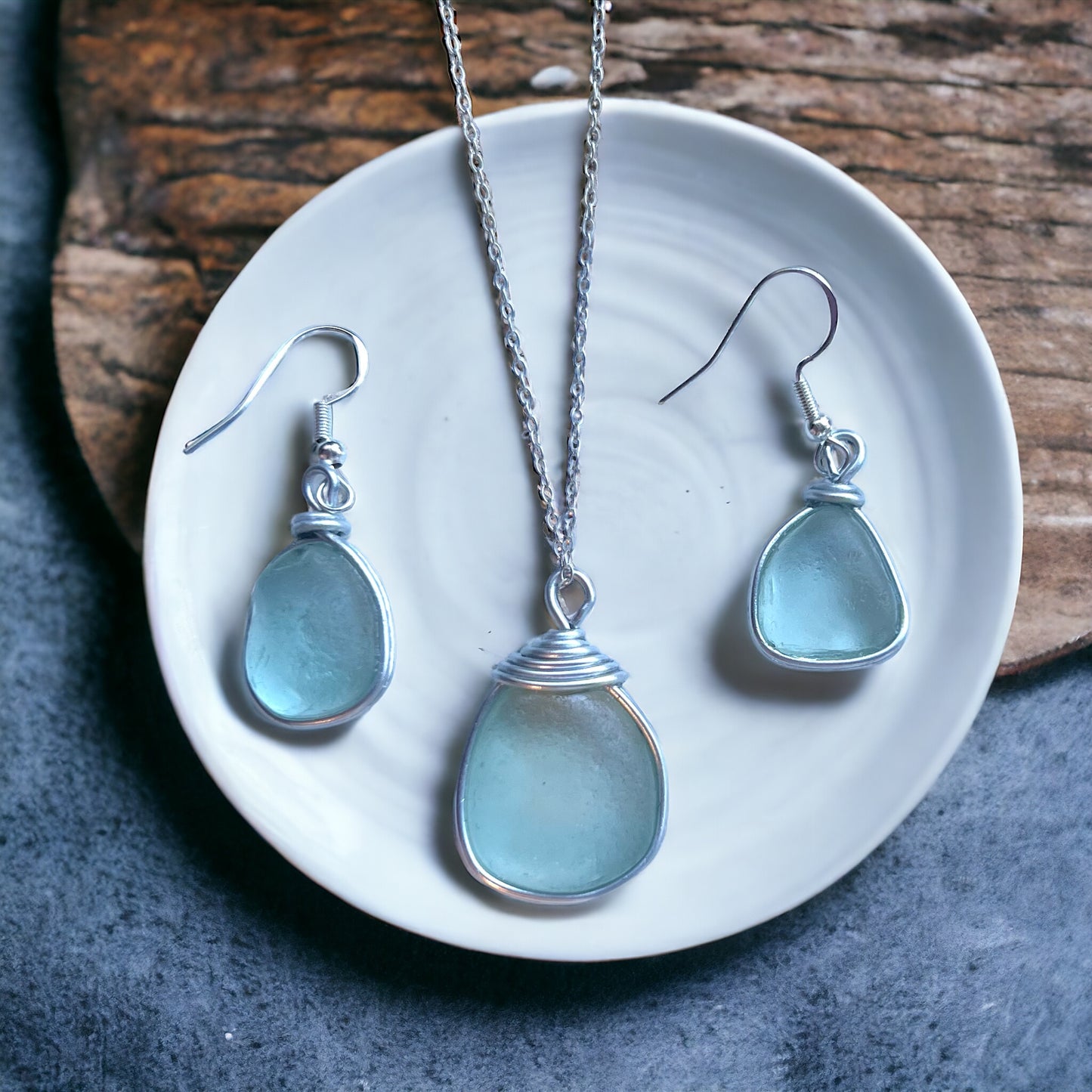 Aqua Seaham Sea Glass Jewellery Set
