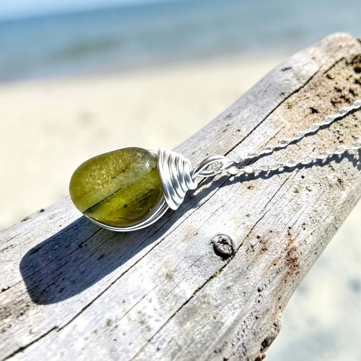 Rare Yellow Multi Tone Seaham Sea Glass Pendant