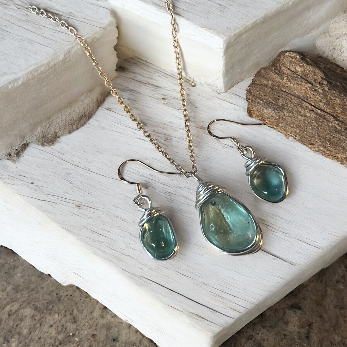 Aqua Seaham Sea Glass Jewellery Set