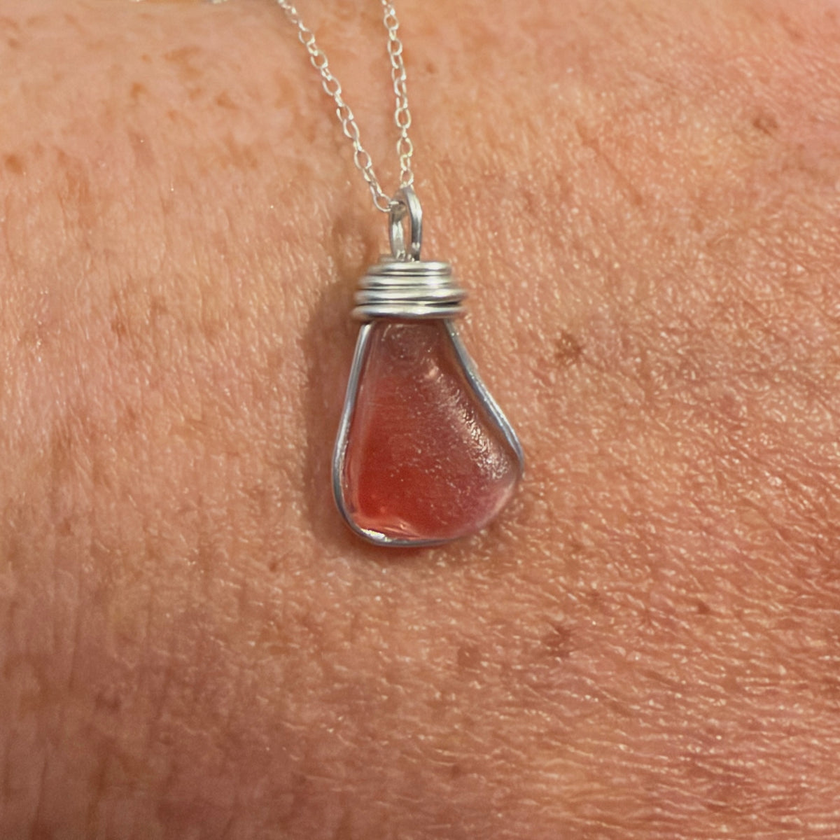 Rare Pink Canary Island Sea Glass Jewellery Set