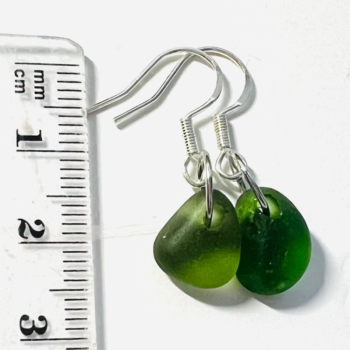 Green Dangly Seaham Sea Glass Earrings