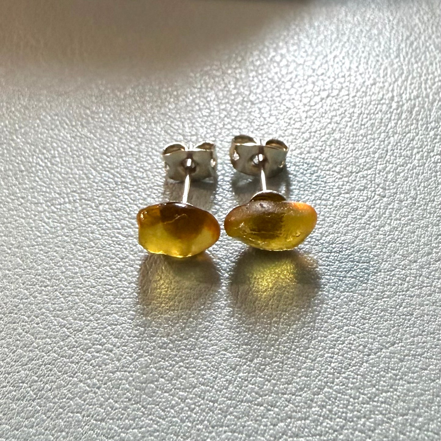 Yellow Seaham Glass Stud Earrings