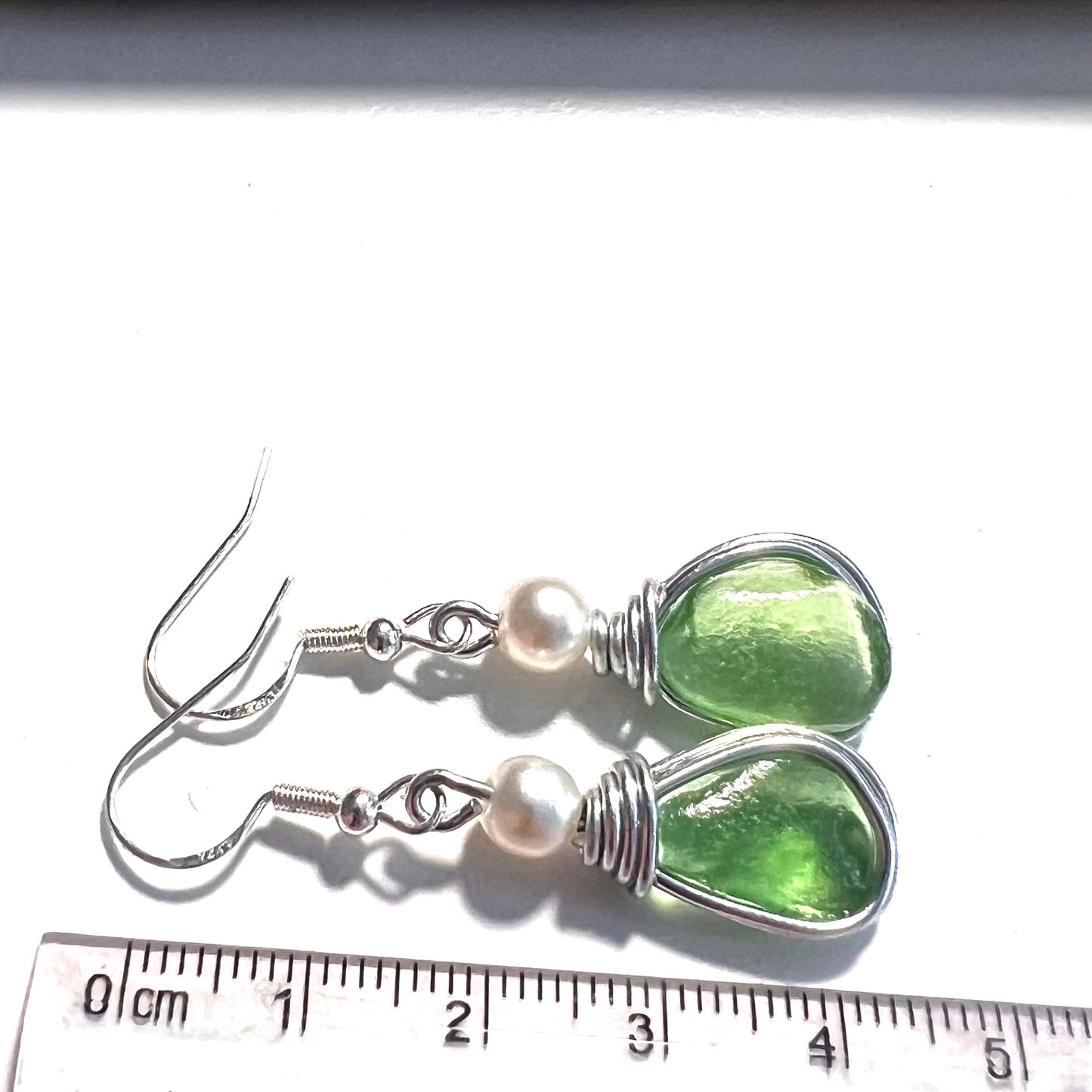 Bright Green Seaham Sea Glass Earrings