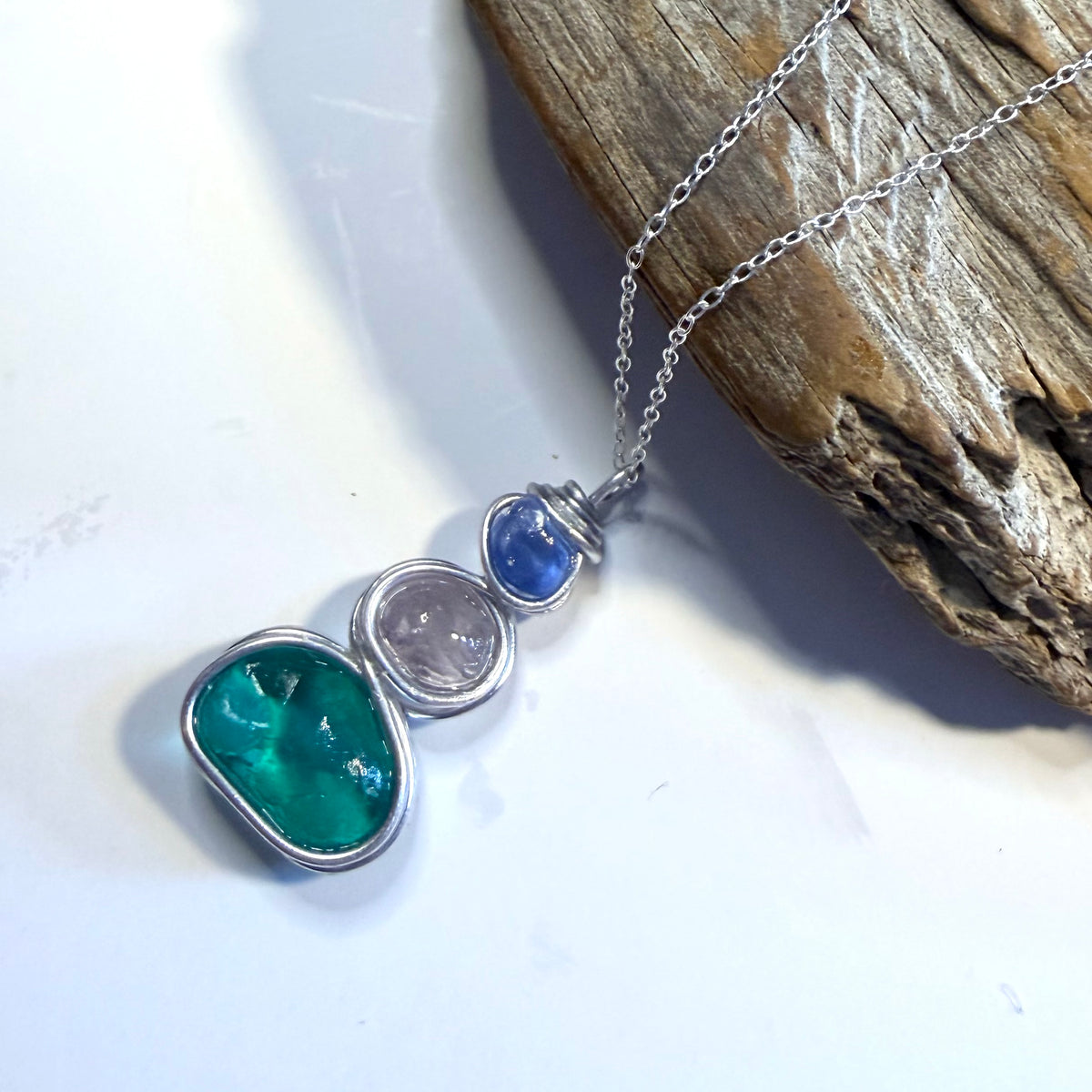 Three Piece Seaham Sea Glass Pendant