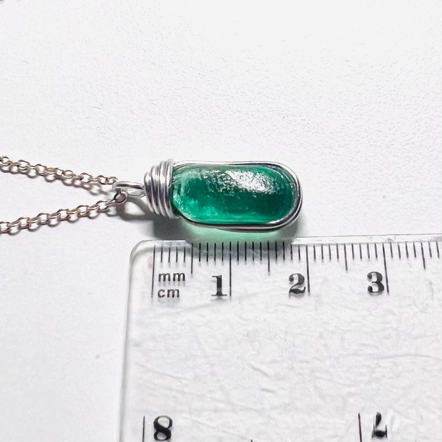 Canary Island Rare Turquoise Green Sea Glass Pendant