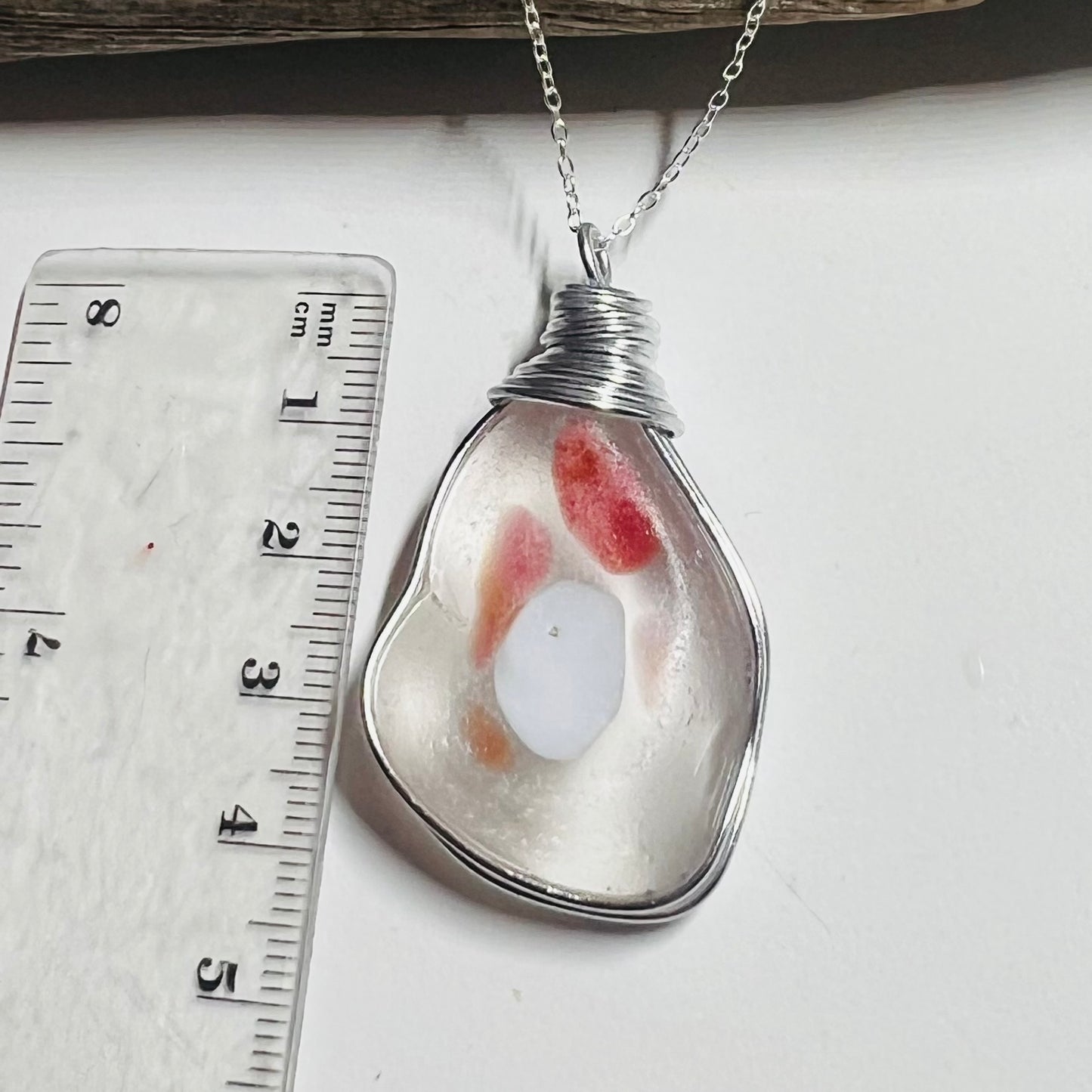 Very Large Italian Iberian Sea Multi Sea Glass Pendant