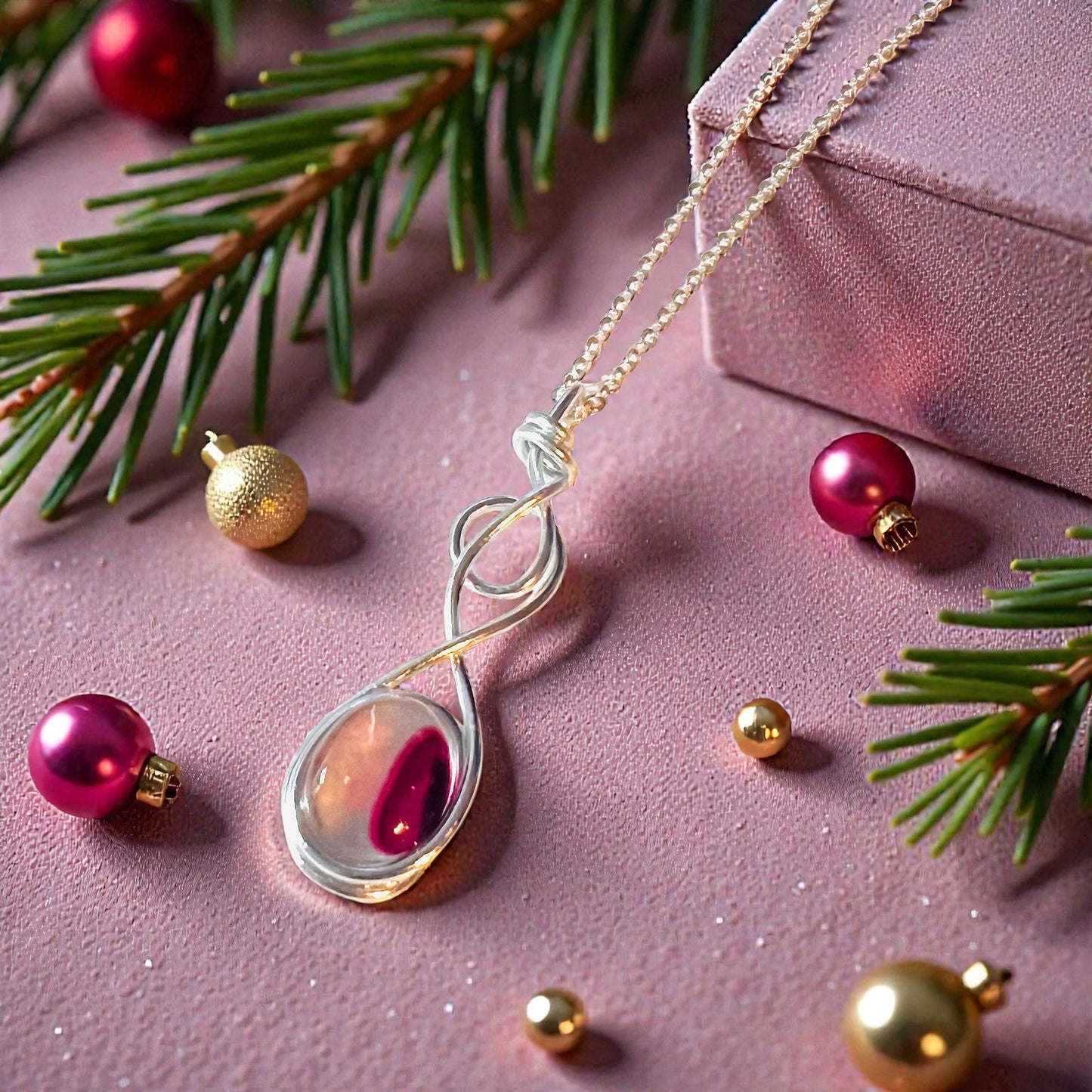 Rare Pink and Purple Seaham Sea Glass pendant