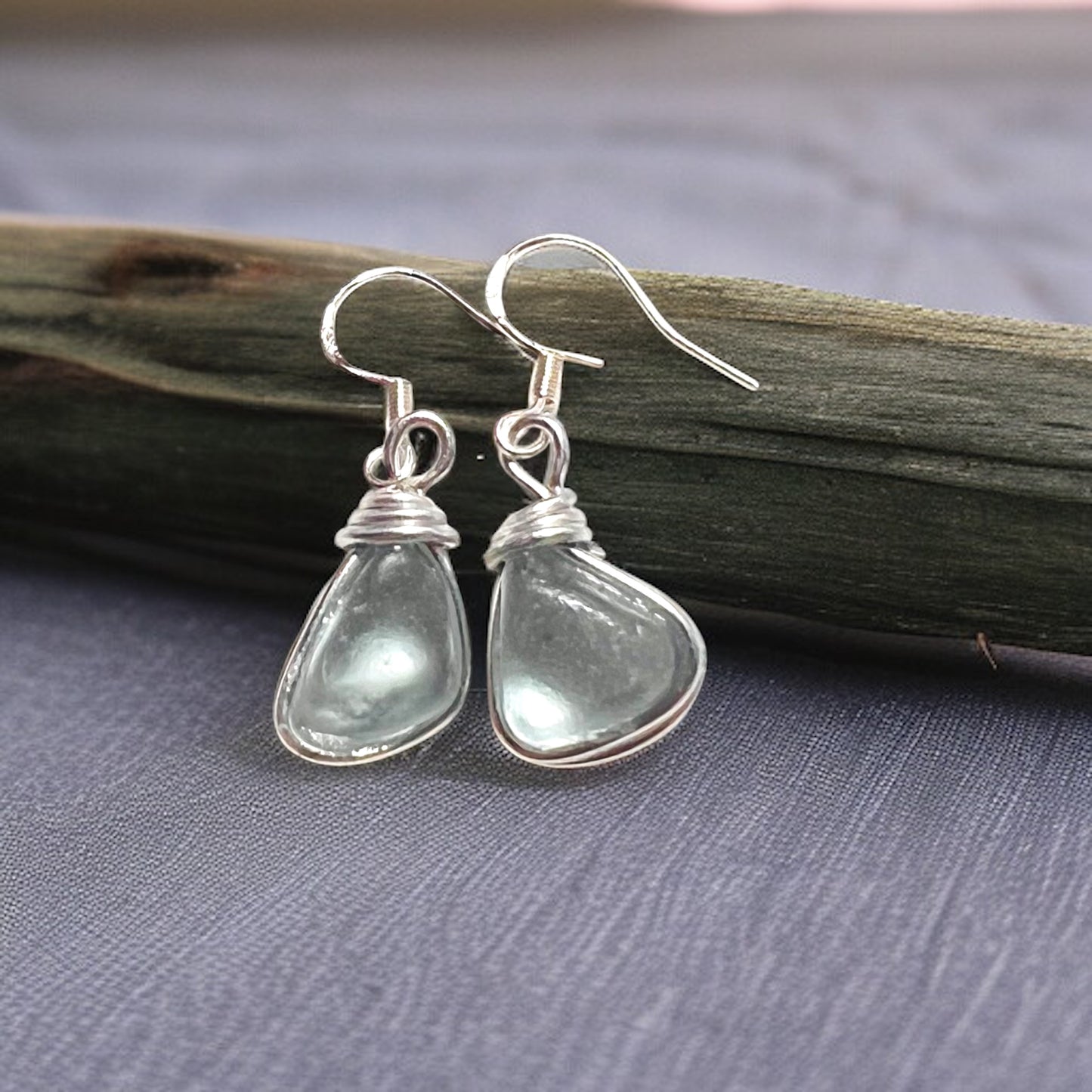 Dusky Grey Seaham Sea Glass Earrings