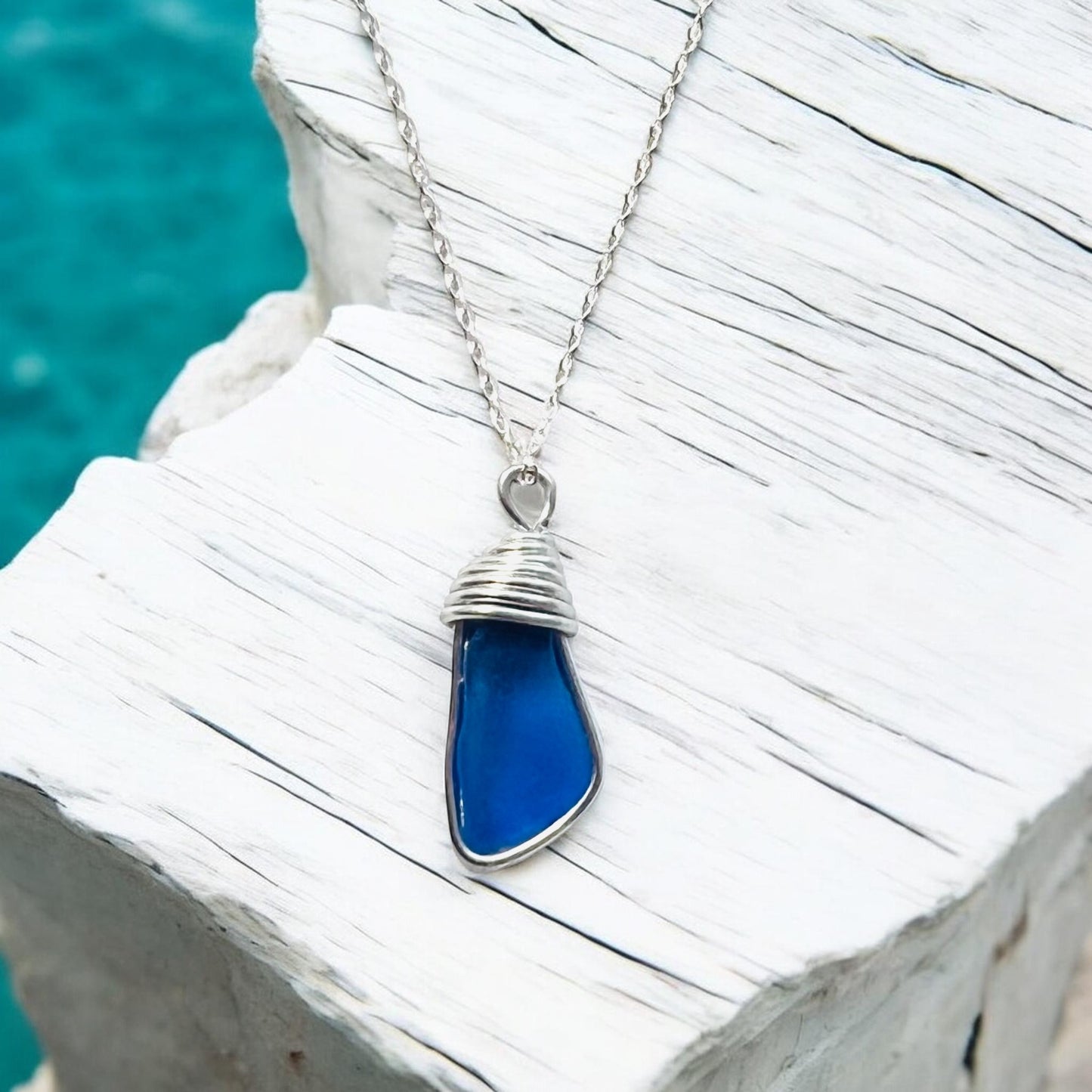Kent Mid Blue Sea Glass Pendant