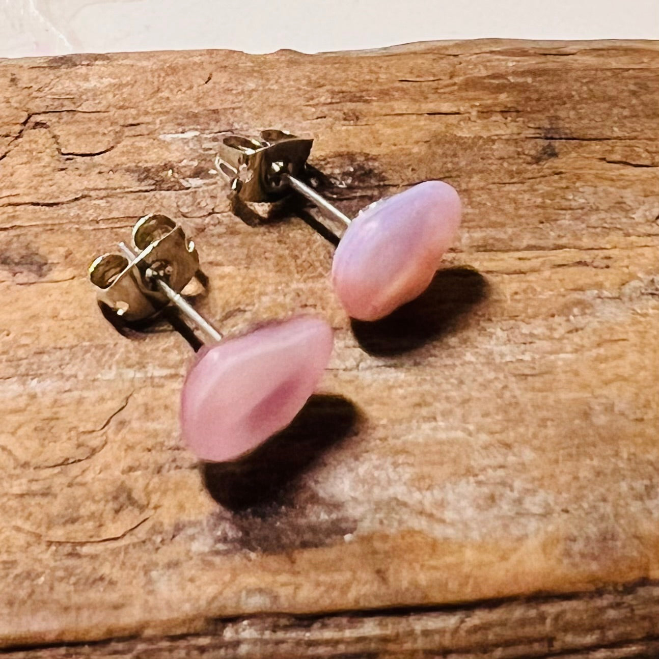 Milky Pink Seaham Sea Glass Stud Earrings