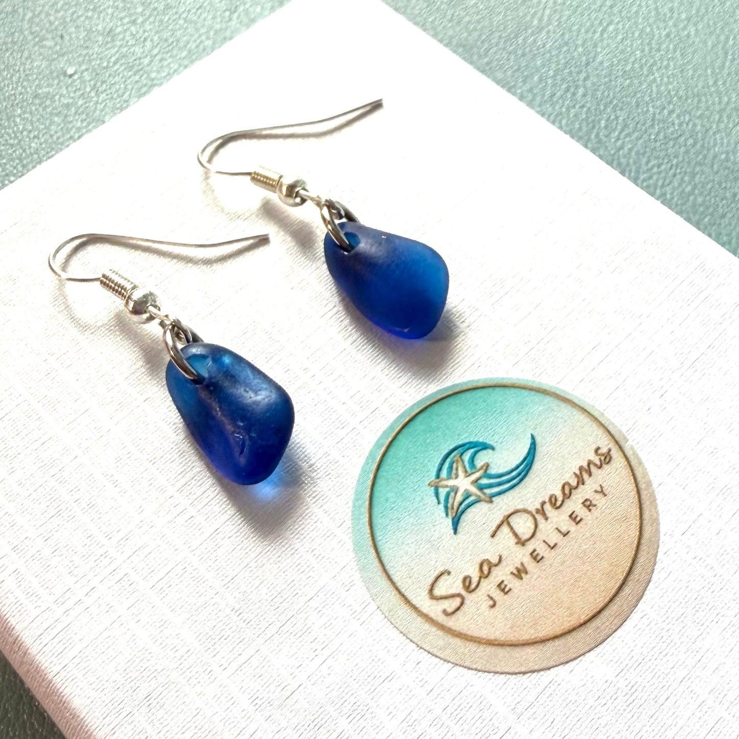 Statement Seaham Sea Glass and Glass Pearl Earrings