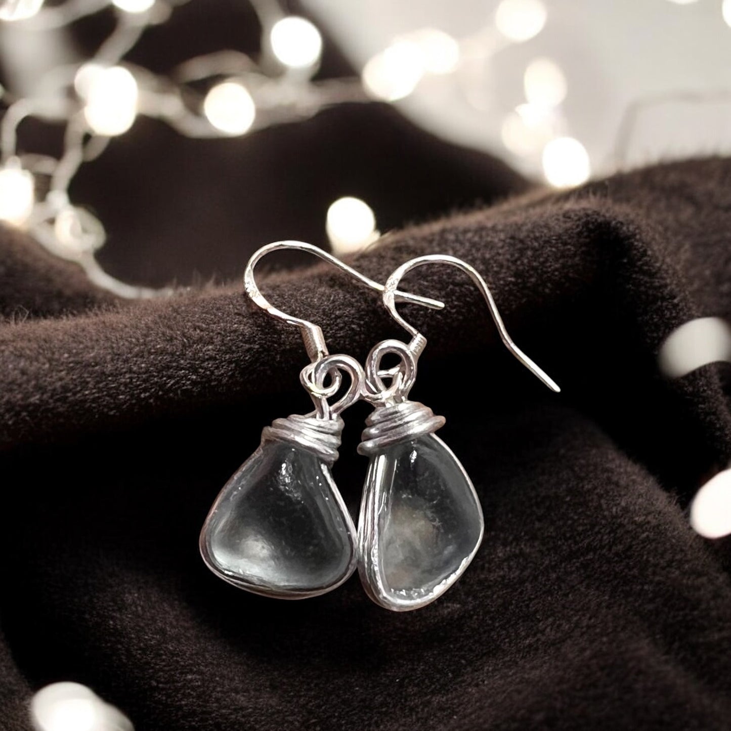 Dusky Grey Seaham Sea Glass Earrings