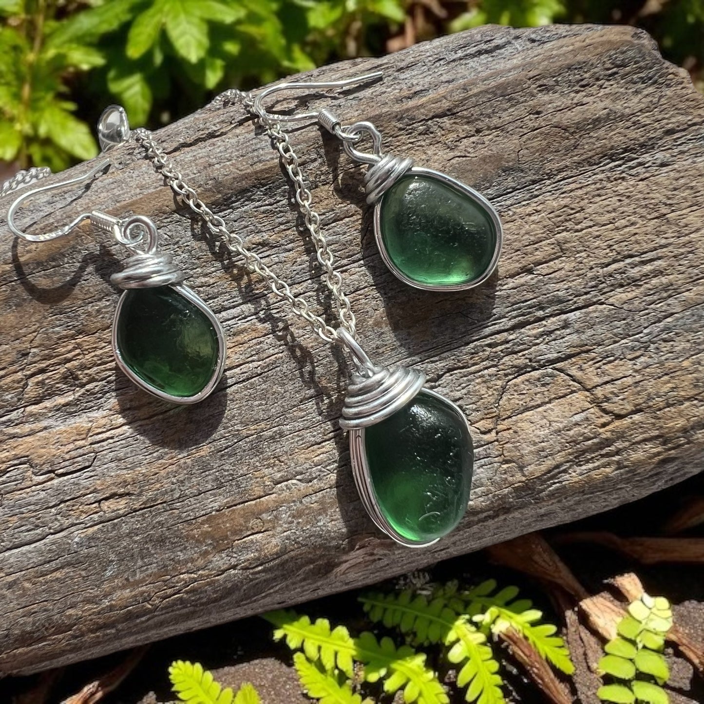 Green Seaham Sea Glass Set