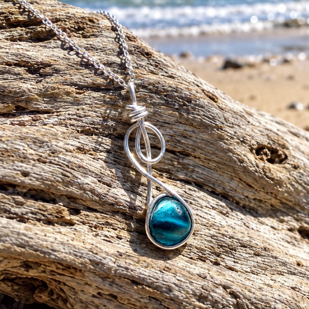 Swirly Multi Tone Seaham Sea Glass Pendant