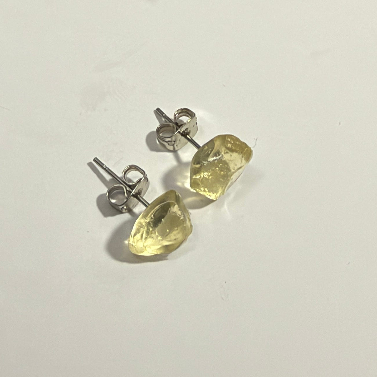 Rare Pale Yellow Spanish Sea Glass Stud Earrings