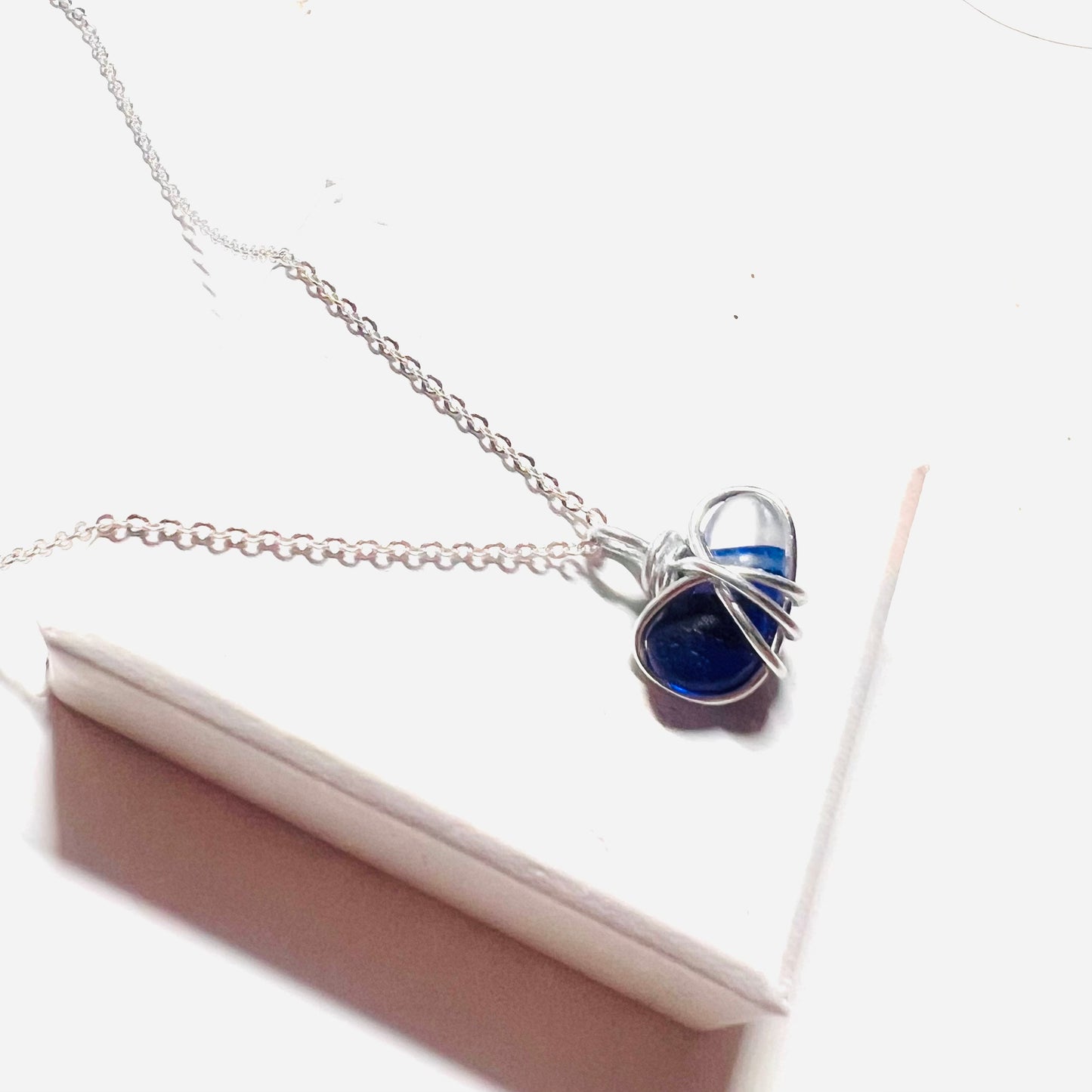Blue and White Seaham Sea Glass Multi Pendant
