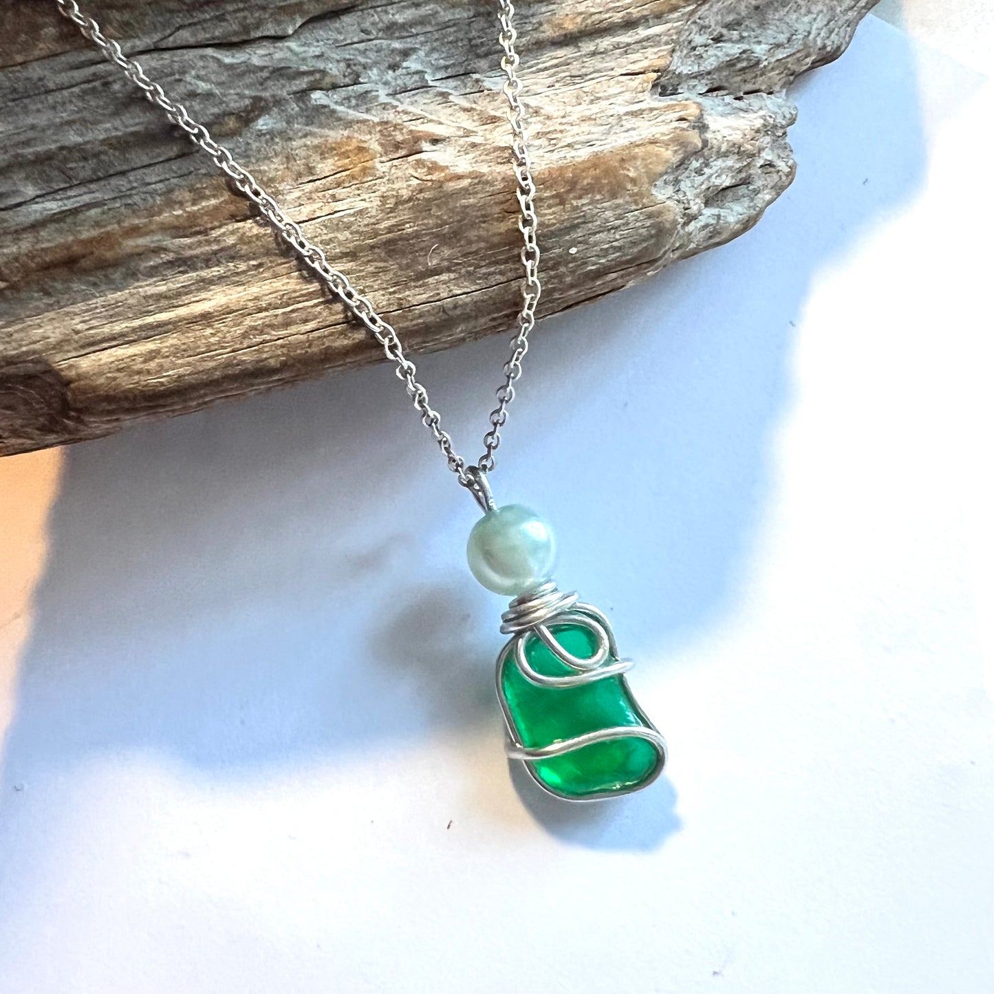 Canary Island Rare Turquoise Green Sea Glass Pendant