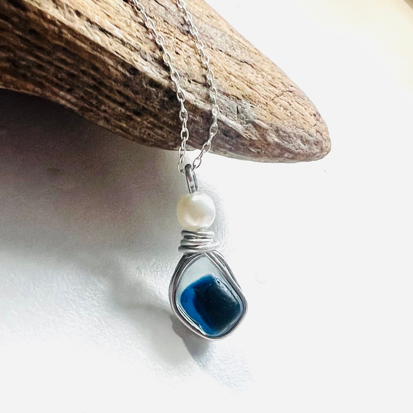 Deep Blue Seaham Sea Glass Multi Pendant