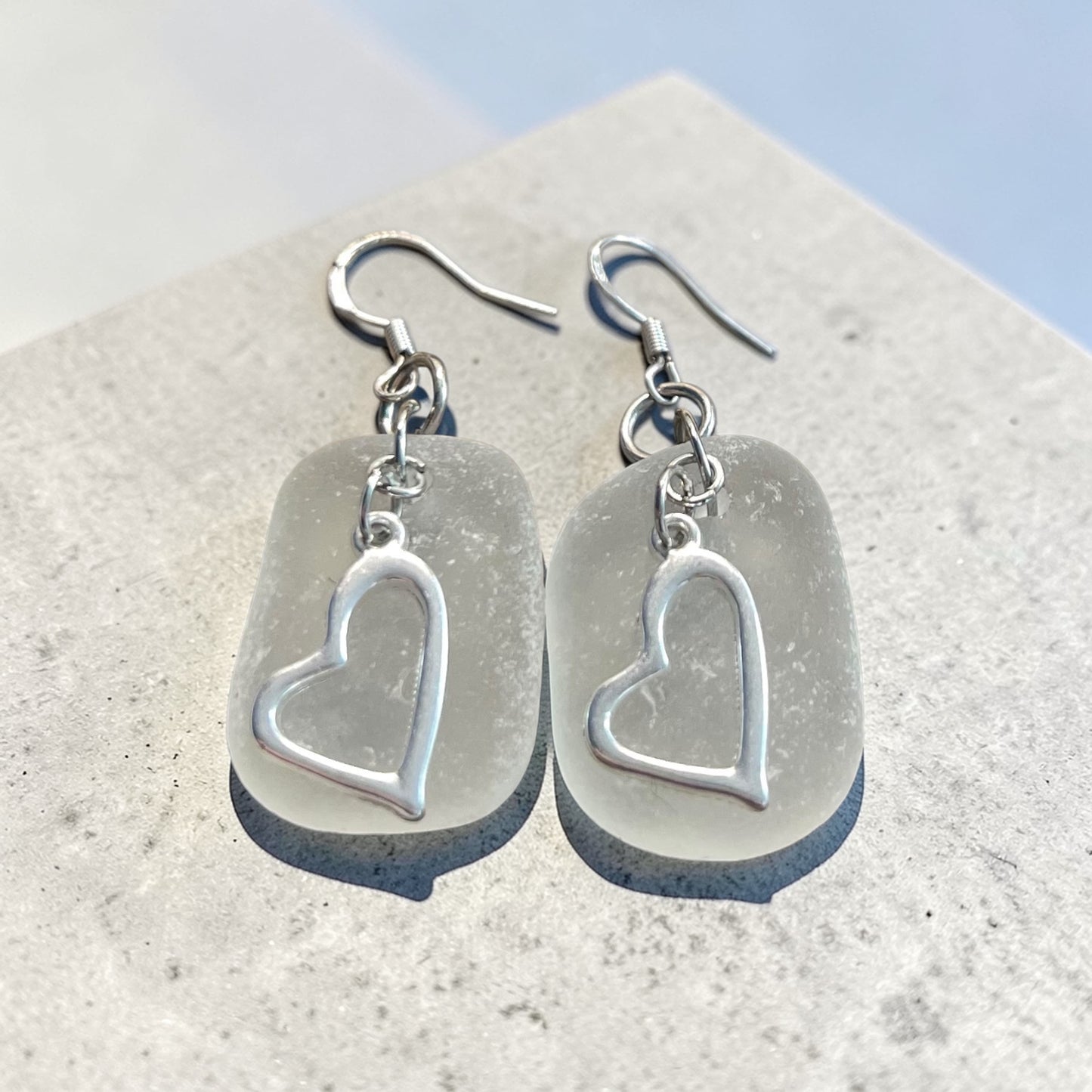 Statement Seaham Sea Glass Heart Earrings